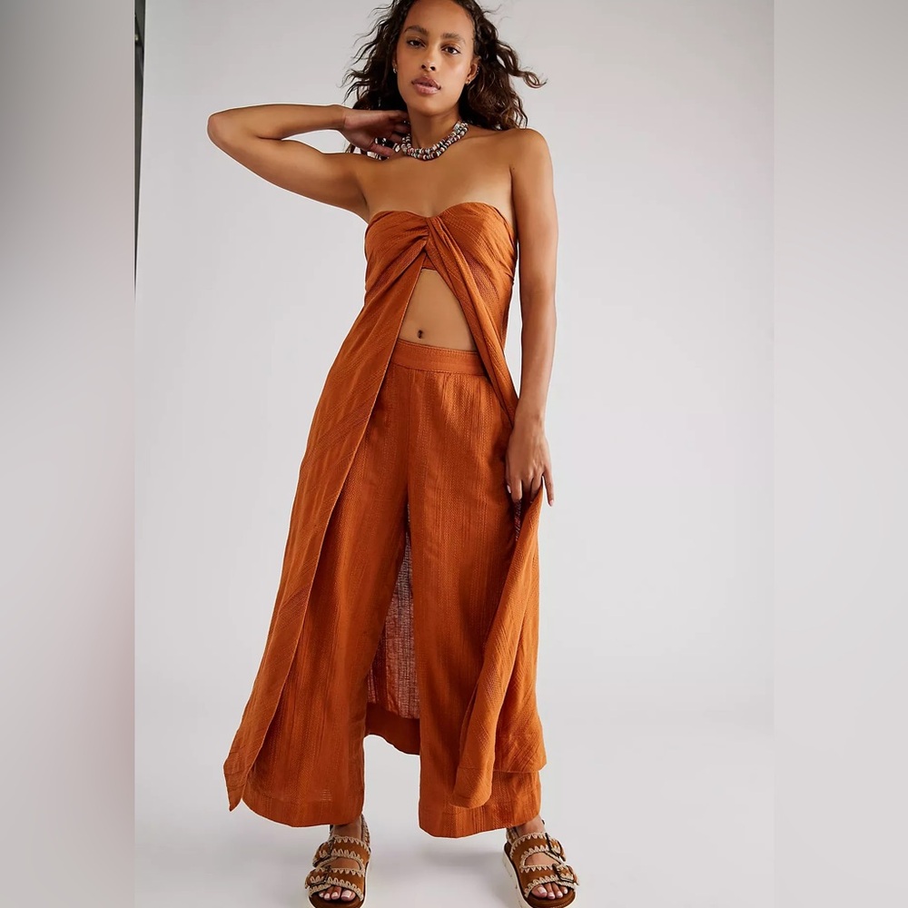 Free People Orange Strapless Top